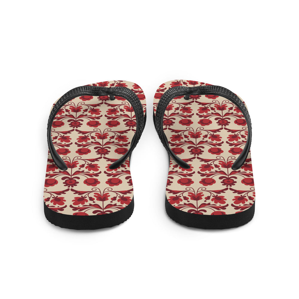 Red Floral - Flip-Flops ~ Sharon Dawn Collection