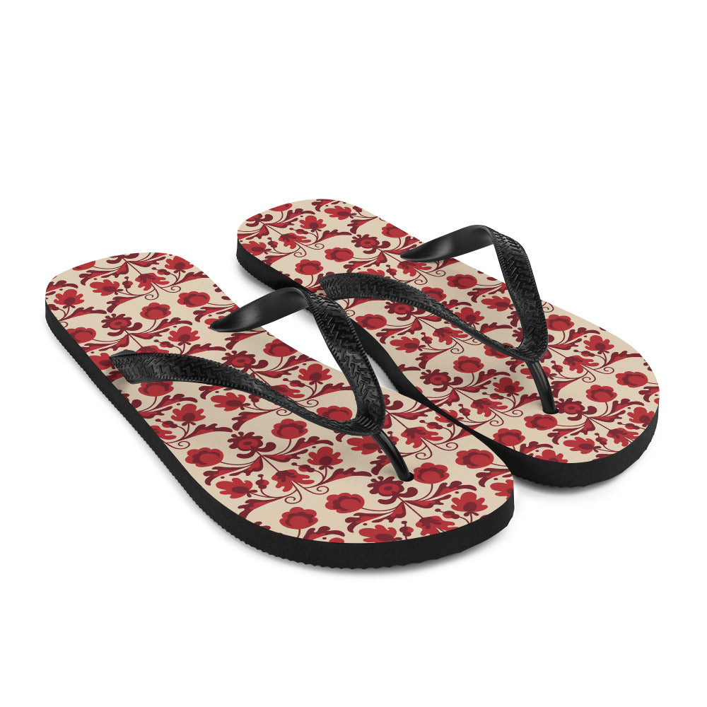 Red Floral - Flip-Flops ~ Sharon Dawn Collection
