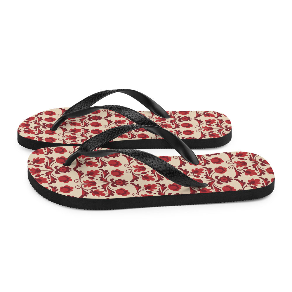 Red Floral - Flip-Flops ~ Sharon Dawn Collection
