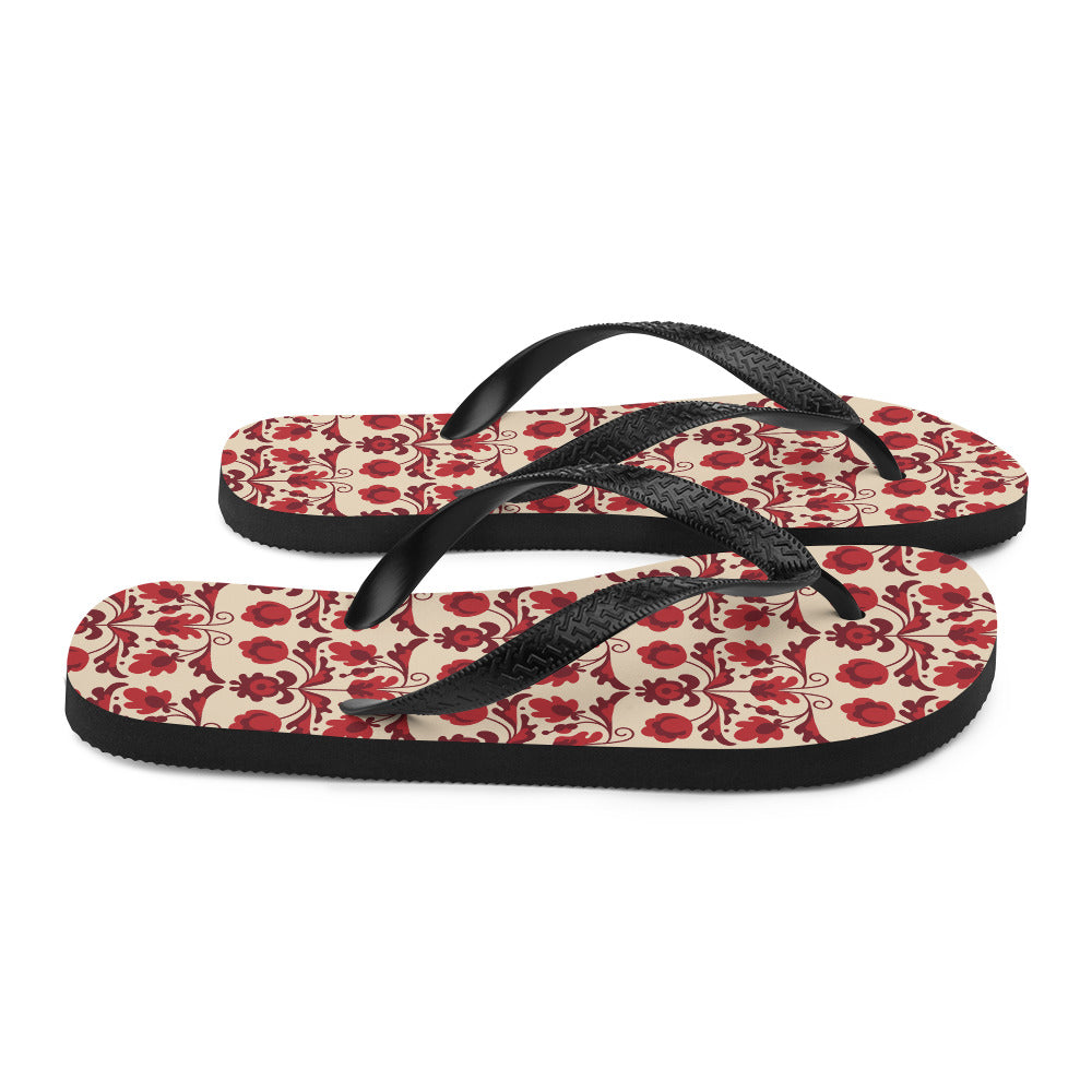 Red Floral - Flip-Flops ~ Sharon Dawn Collection