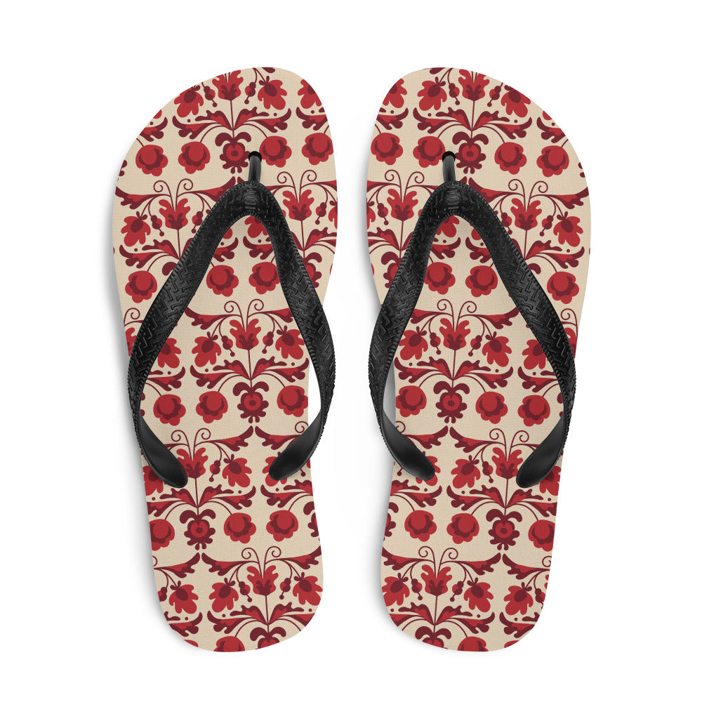 Red Floral - Flip-Flops ~ Sharon Dawn Collection
