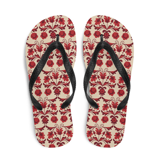 Red Floral - Flip-Flops ~ Sharon Dawn Collection