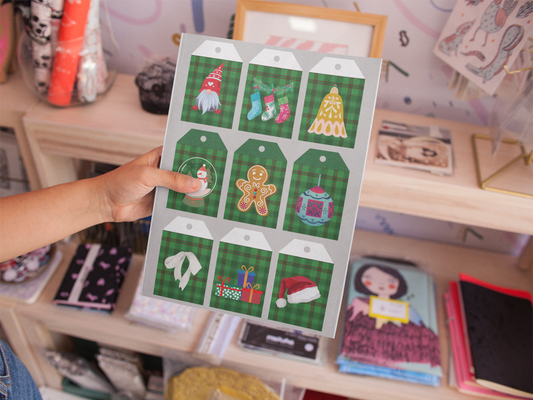 Green Buffalo Check Christmas Gift Tags - Printable Digital Download ~ Sharon Dawn Collection (50% OFF - Sale Price - $3.00 CAD)