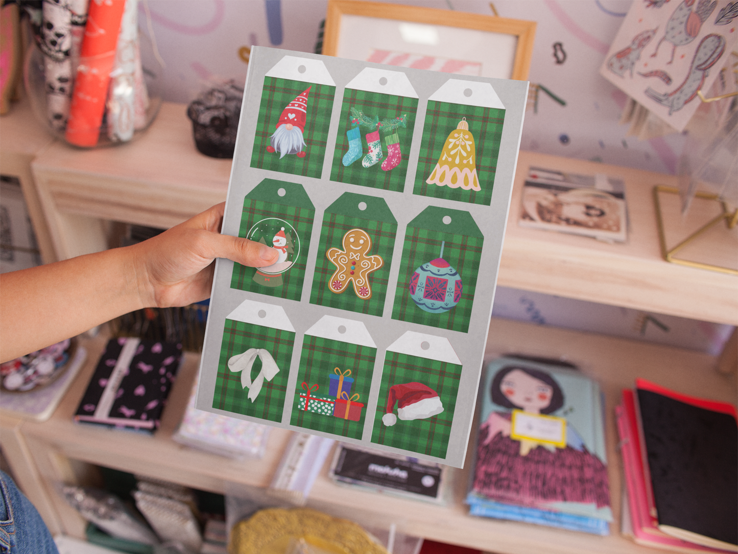 Green Buffalo Check Christmas Gift Tags - Printable Digital Download ~ Sharon Dawn Collection