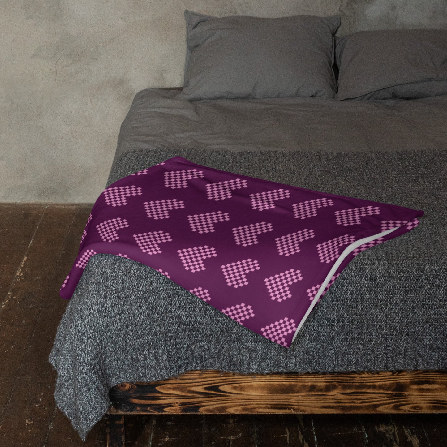 Pink Heart Purple Background - Throw Blanket ~ Sharon Dawn Collection (Sale Price: $54.40 CAD)
