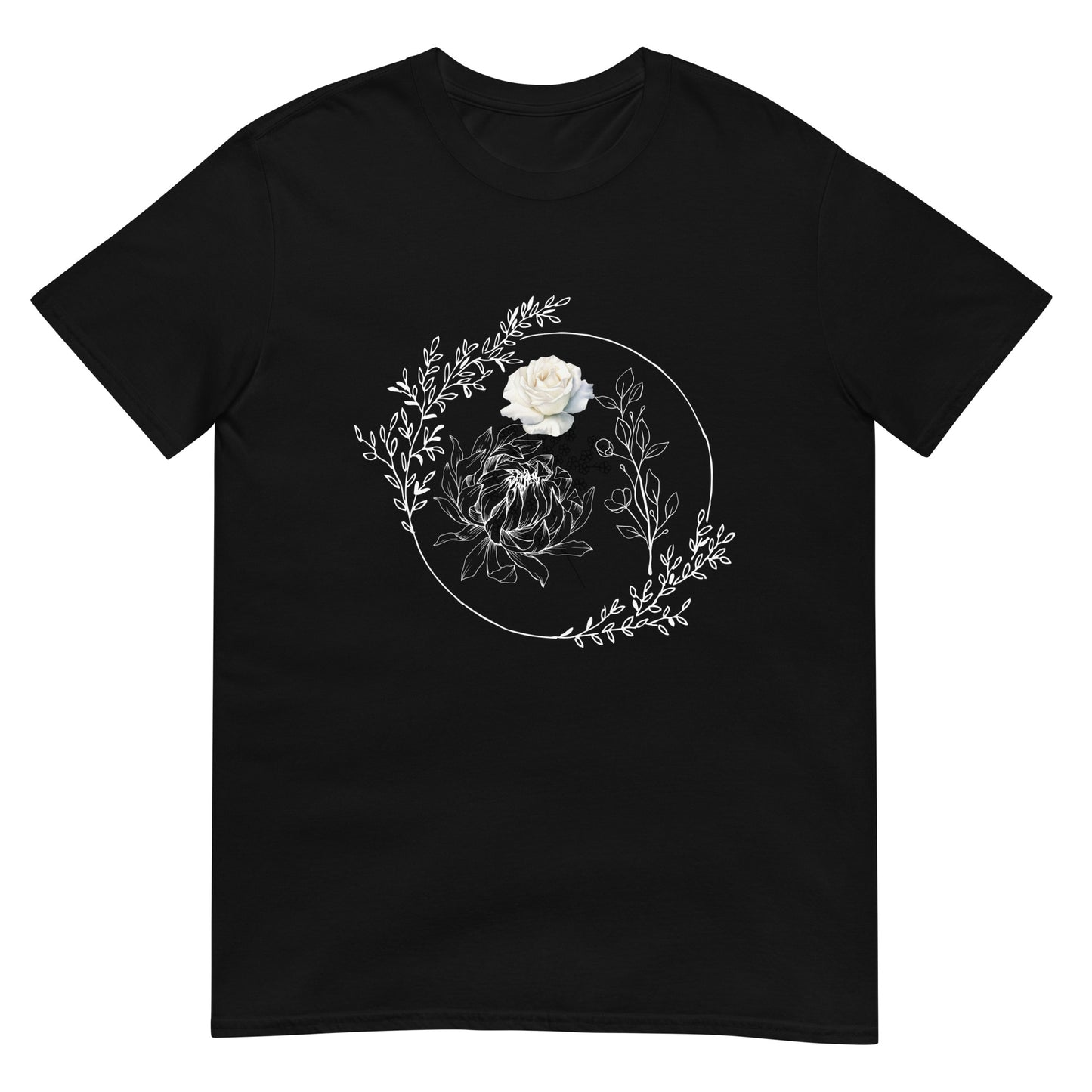 Floral White Line - Short-Sleeve Unisex T-Shirt ~ Sharon Dawn Collection (Sale Price: $44.99 CAD)