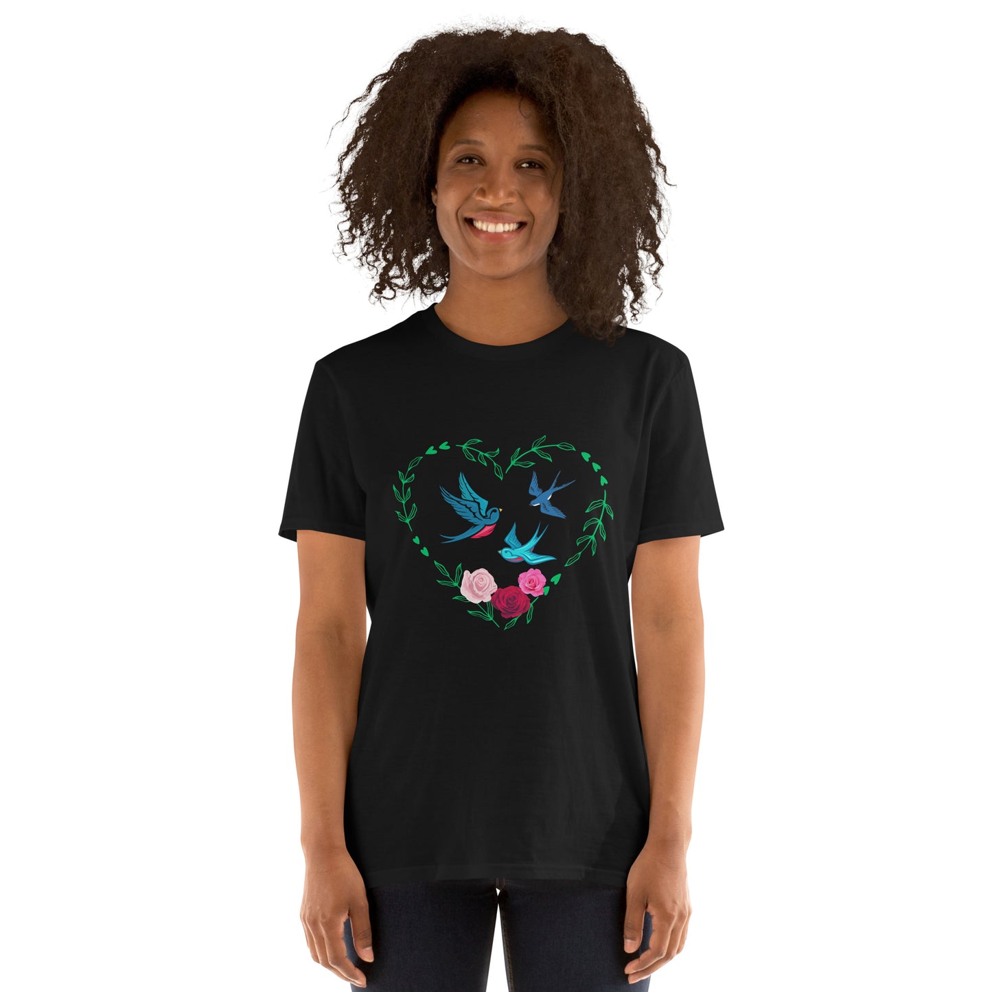3 Birds 3 Roses - Short-Sleeve Unisex T-Shirt ~ 100% Cotton - Sharon Dawn Collection (Sale Price: $44.99 CAD)
