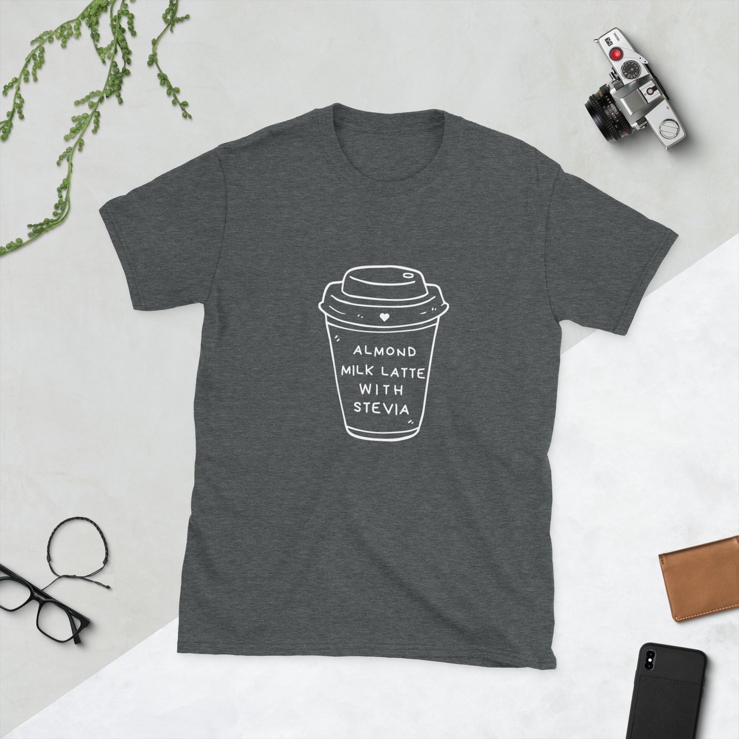 Almond Milk Latte with Stevia - Short-Sleeve Unisex T-Shirt ~ Sharon Dawn Collection (Sale Price: $44.20 CAD)