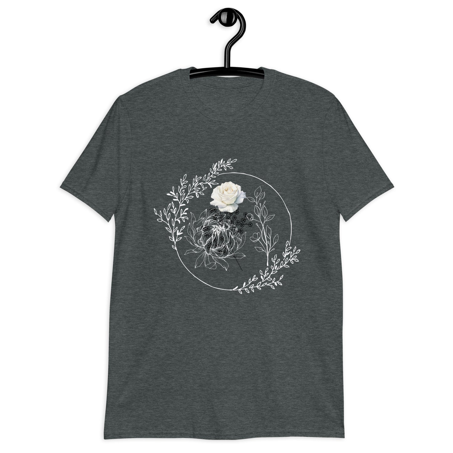 Floral White Line - Short-Sleeve Unisex T-Shirt ~ Sharon Dawn Collection (Sale Price: $44.99 CAD)