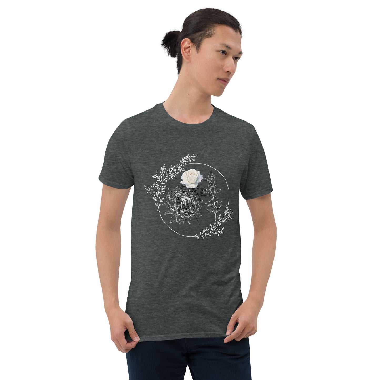 Floral White Line - Short-Sleeve Unisex T-Shirt ~ Sharon Dawn Collection (Sale Price: $44.99 CAD)