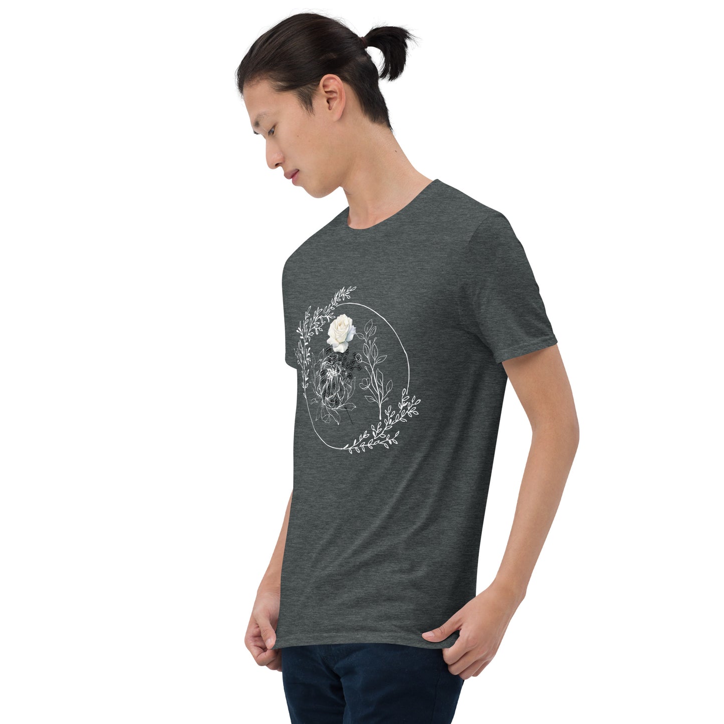 Floral White Line - Short-Sleeve Unisex T-Shirt ~ Sharon Dawn Collection (Sale Price: $44.99 CAD)