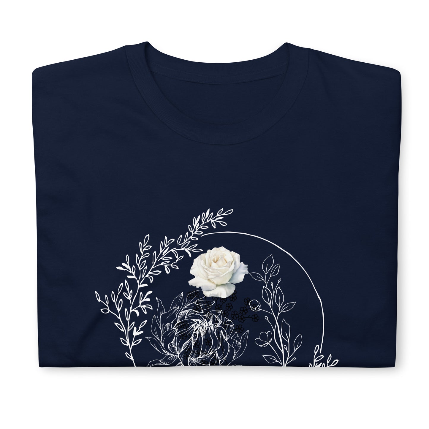 Floral White Line - Short-Sleeve Unisex T-Shirt ~ Sharon Dawn Collection (Sale Price: $44.99 CAD)