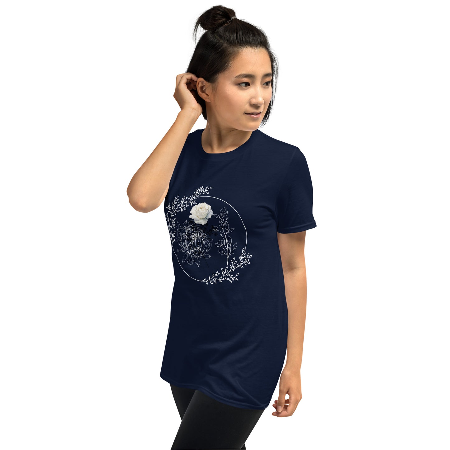 Floral White Line - Short-Sleeve Unisex T-Shirt ~ Sharon Dawn Collection (Sale Price: $44.99 CAD)