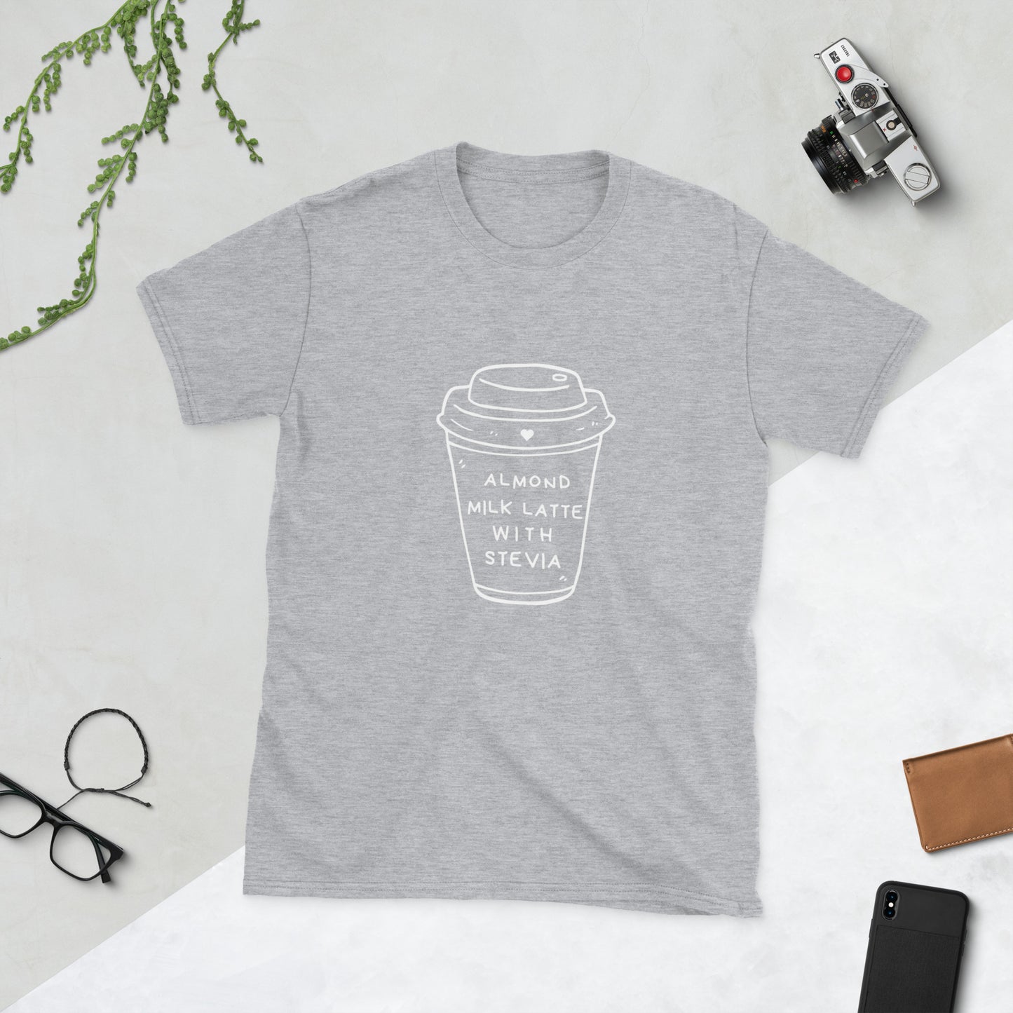 Almond Milk Latte with Stevia - Short-Sleeve Unisex T-Shirt ~ Sharon Dawn Collection (Sale Price: $44.20 CAD)