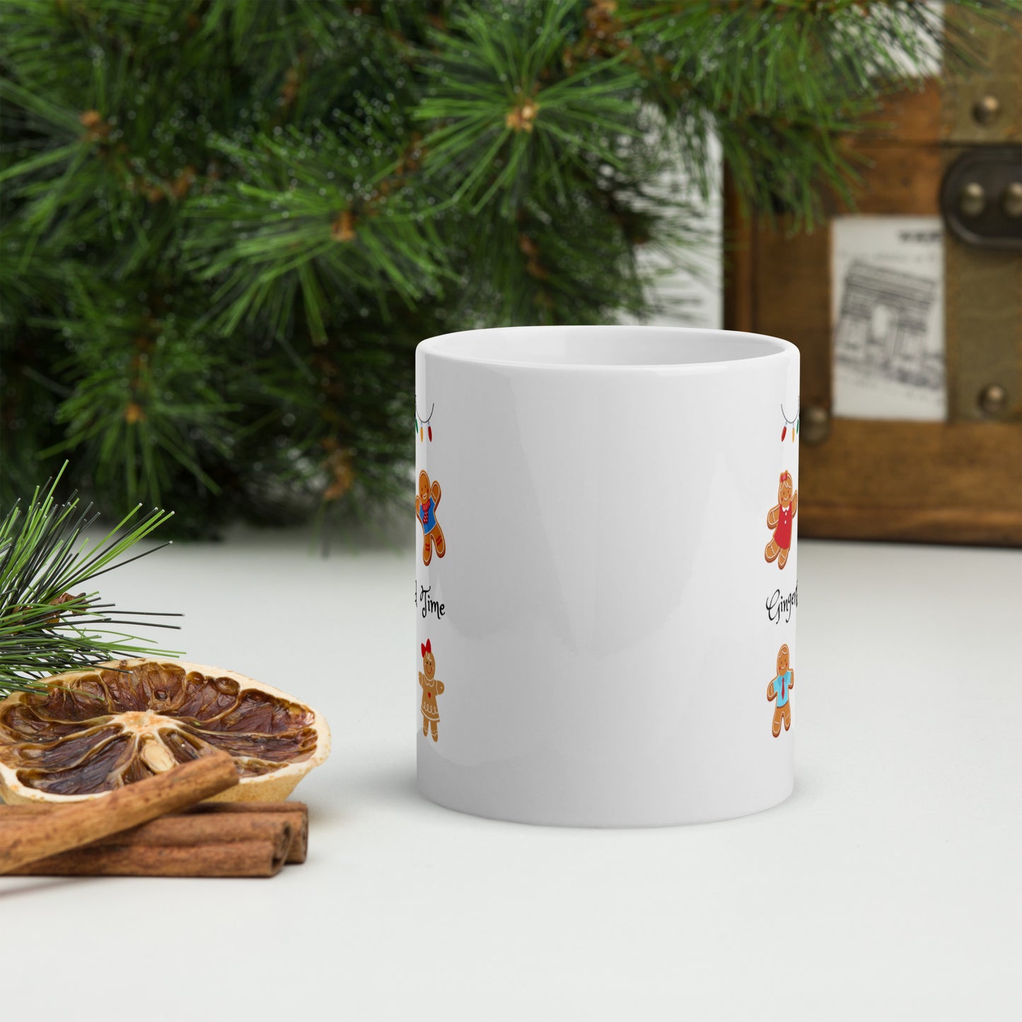 Gingerbread Time - White glossy mug ~ Sharon Dawn Collection (Sale Price: $24.99 CAD)