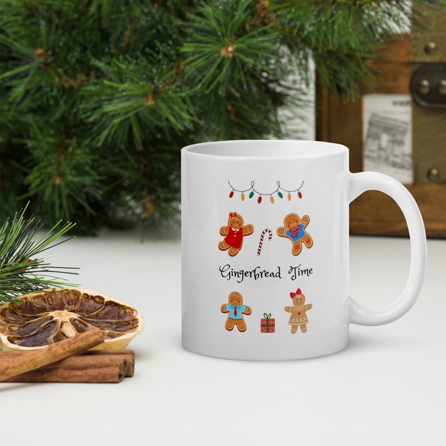 Gingerbread Time - White glossy mug ~ Sharon Dawn Collection (Sale Price: $24.99 CAD)