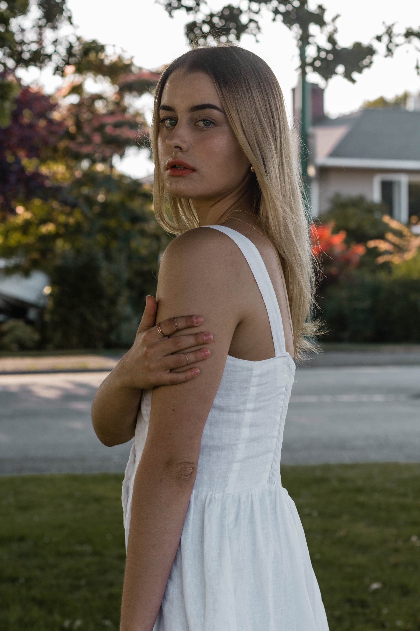 Daria Linen Dress | White - Made in Bali/Designed in Victoria, BC