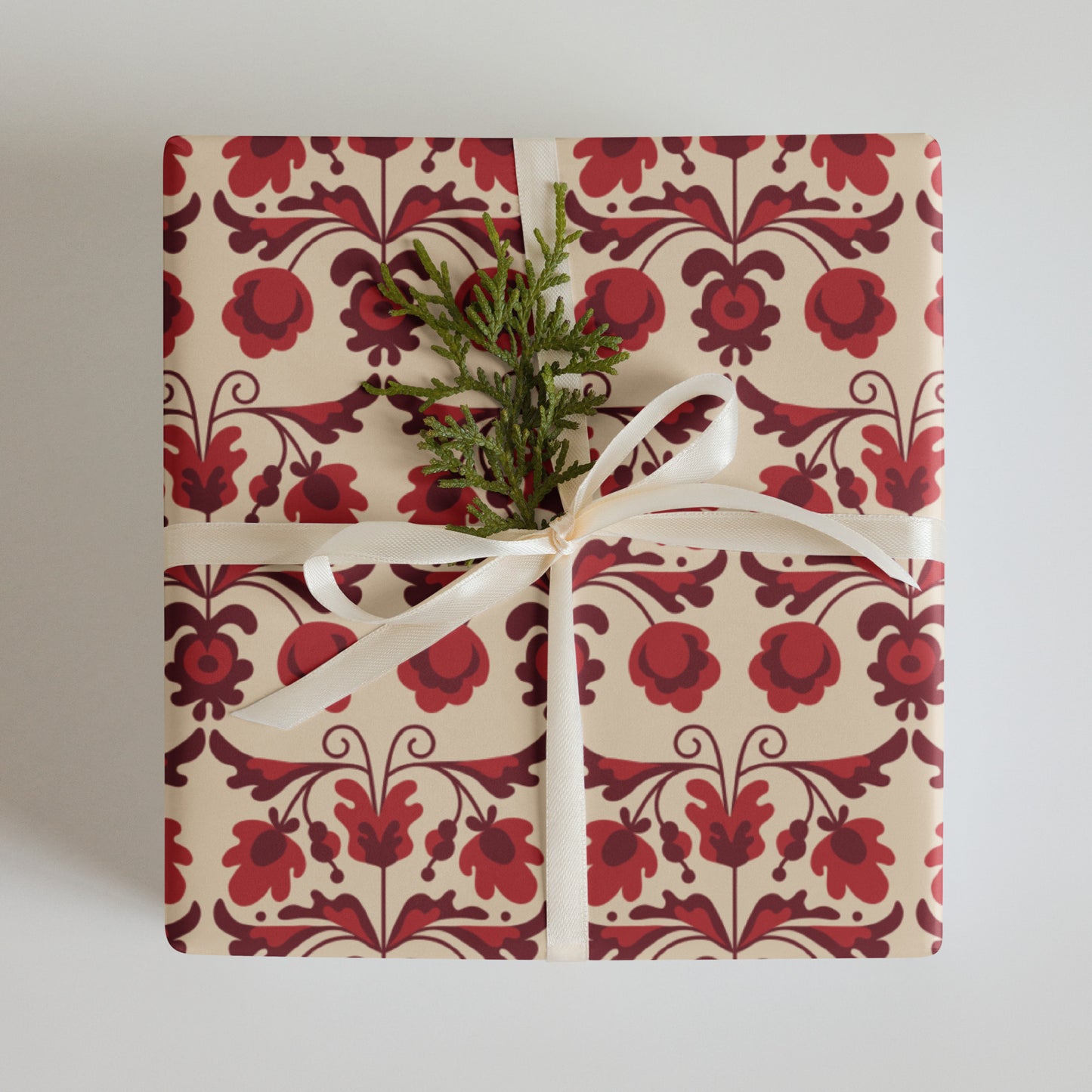 Red Floral - Wrapping paper sheets ~ Sharon Dawn Collection (Sale Price: $38.99 CAD)