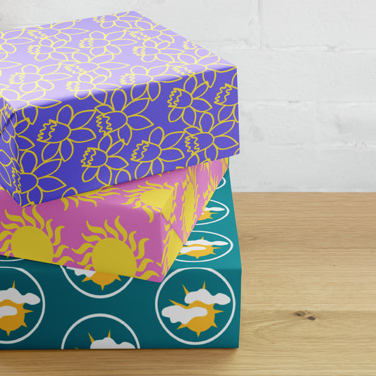 Sun/Flower/Clouds - Wrapping paper sheets ~ Sharon Dawn Collection