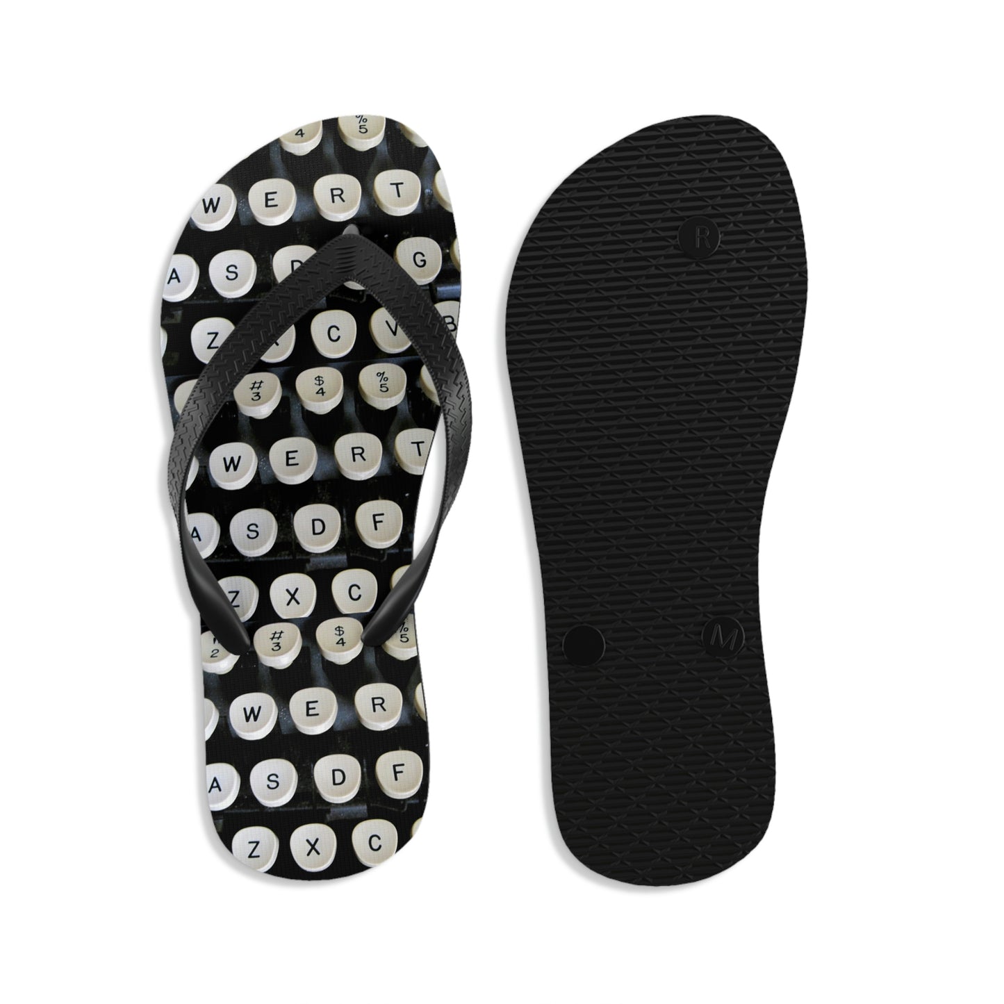 Typewriter Keys - Unisex Flip-Flops ~ Sharon Dawn Collection