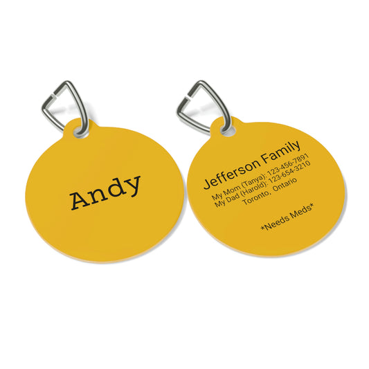 Yellow Customizable - Pet Tag ~ Sharon Dawn Collection