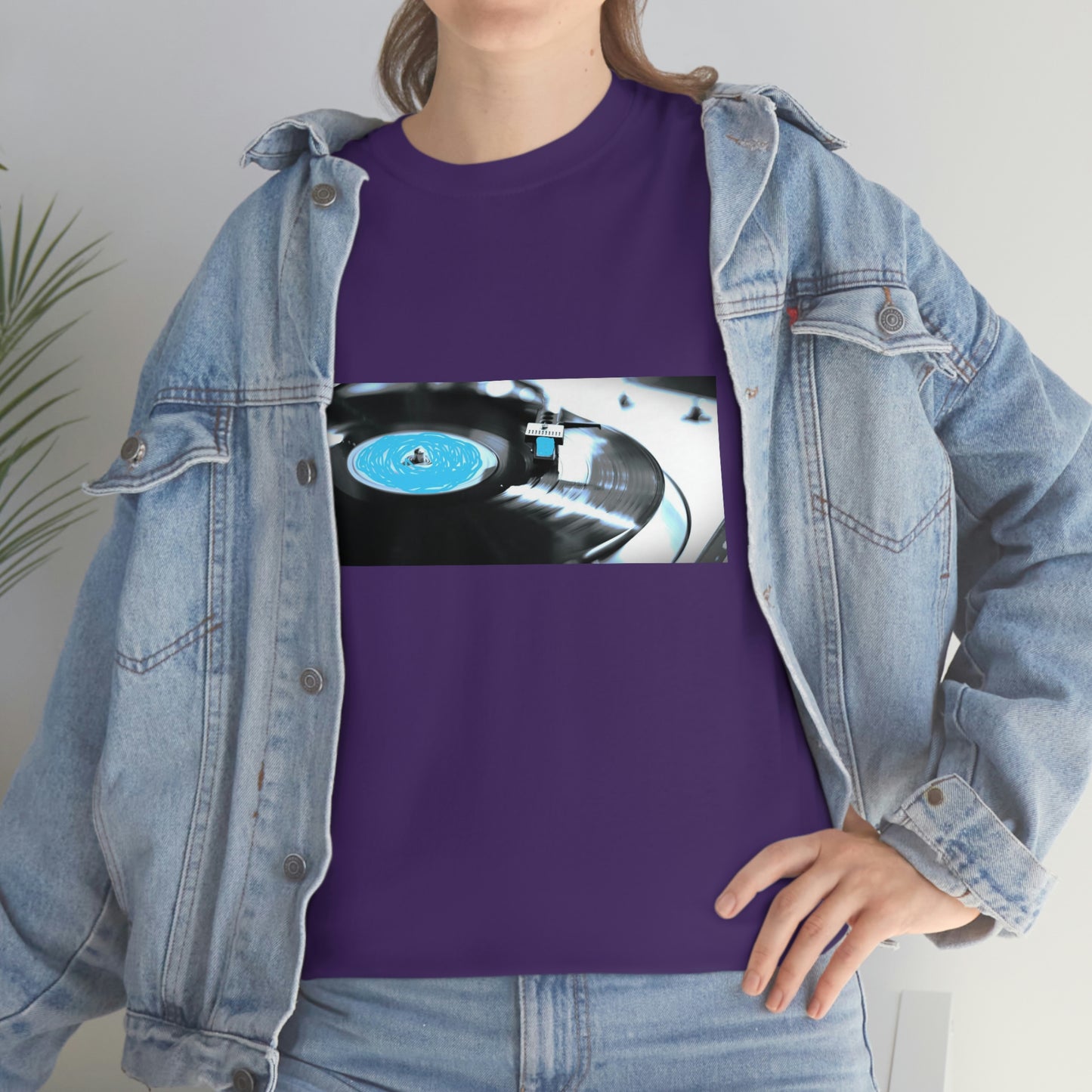 Blue Record & Record Player - Unisex Heavy Cotton T-shirt