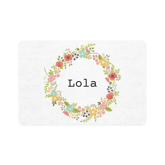 Customizable Floral Wreath - Pet Food Mat