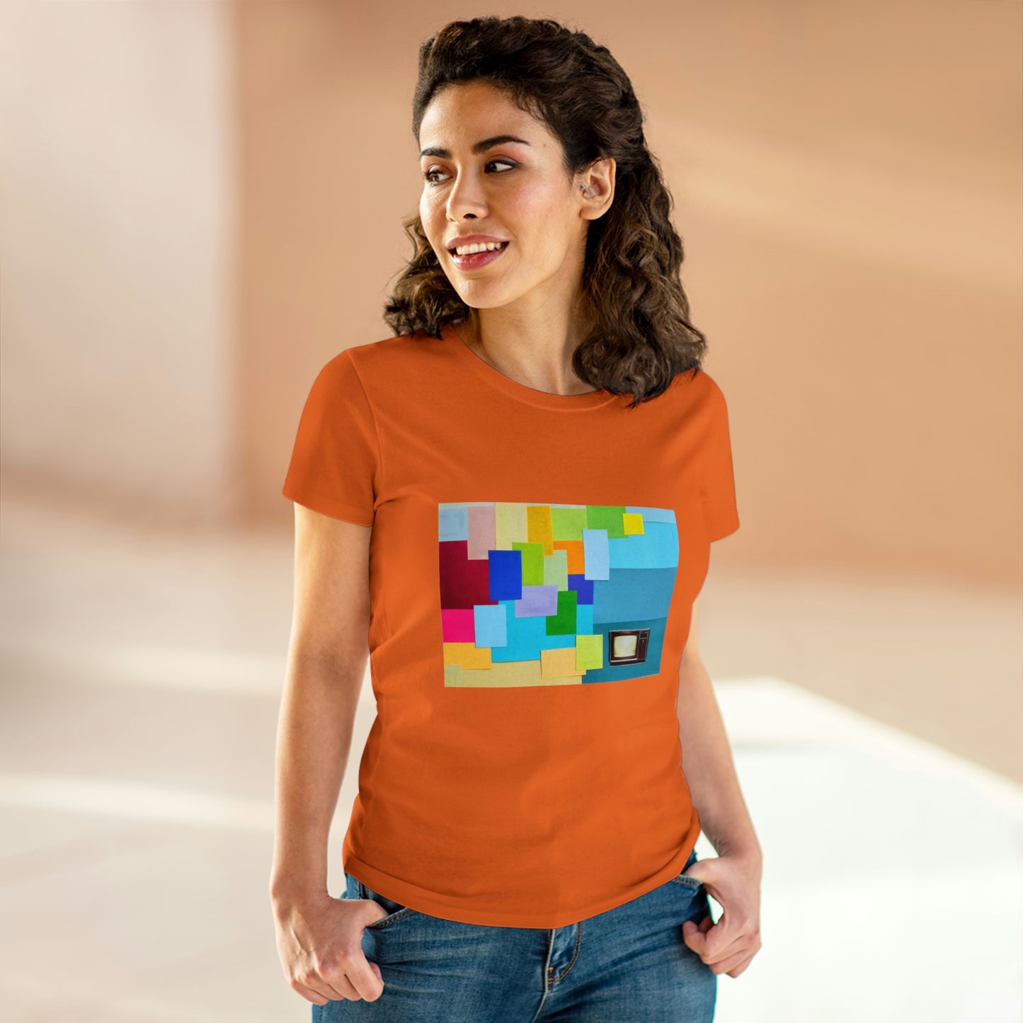 Technicolour TV - Women's Midweight Cotton Tee ~ Sharon Dawn Collection