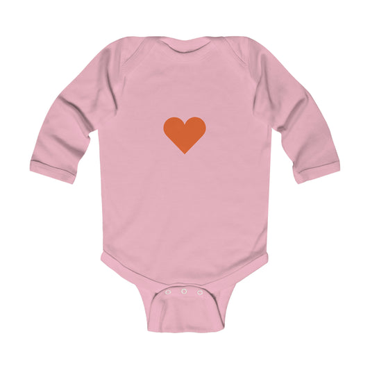 Orange Heart - Infant Long Sleeve Bodysuit ~ Sharon Dawn Collection