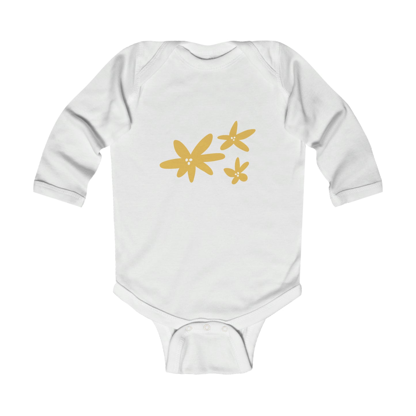 Three Yellow Flowers - Infant Long Sleeve Bodysuit ~ Sharon Dawn Collection
