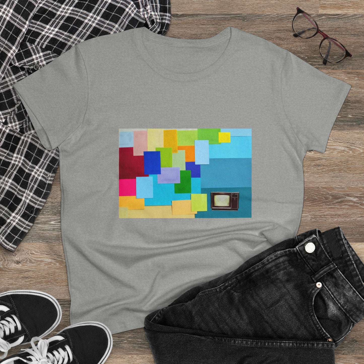 Technicolour TV - Women's Midweight Cotton Tee ~ Sharon Dawn Collection