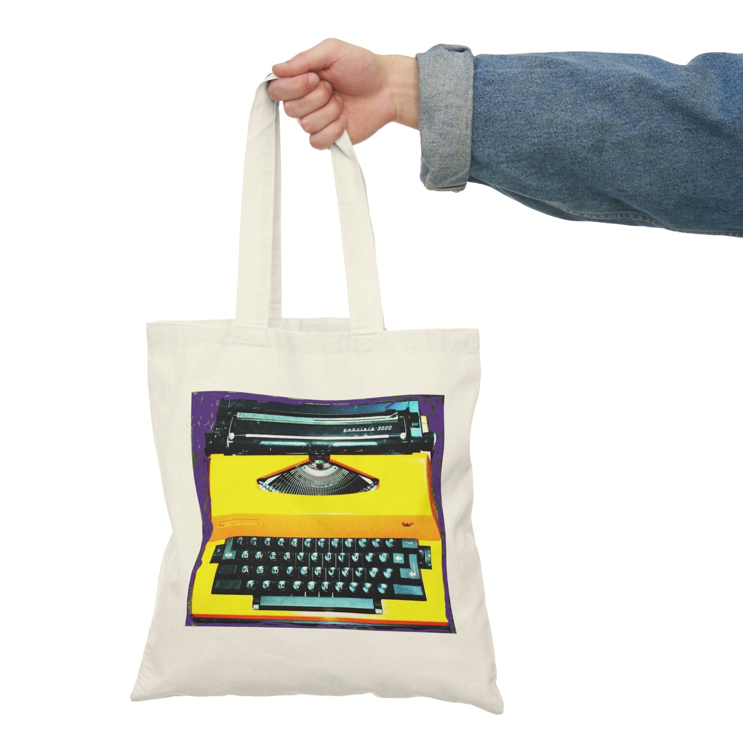 Yellow Typewriter - Natural Tote Bag ~ Sharon Dawn Collection