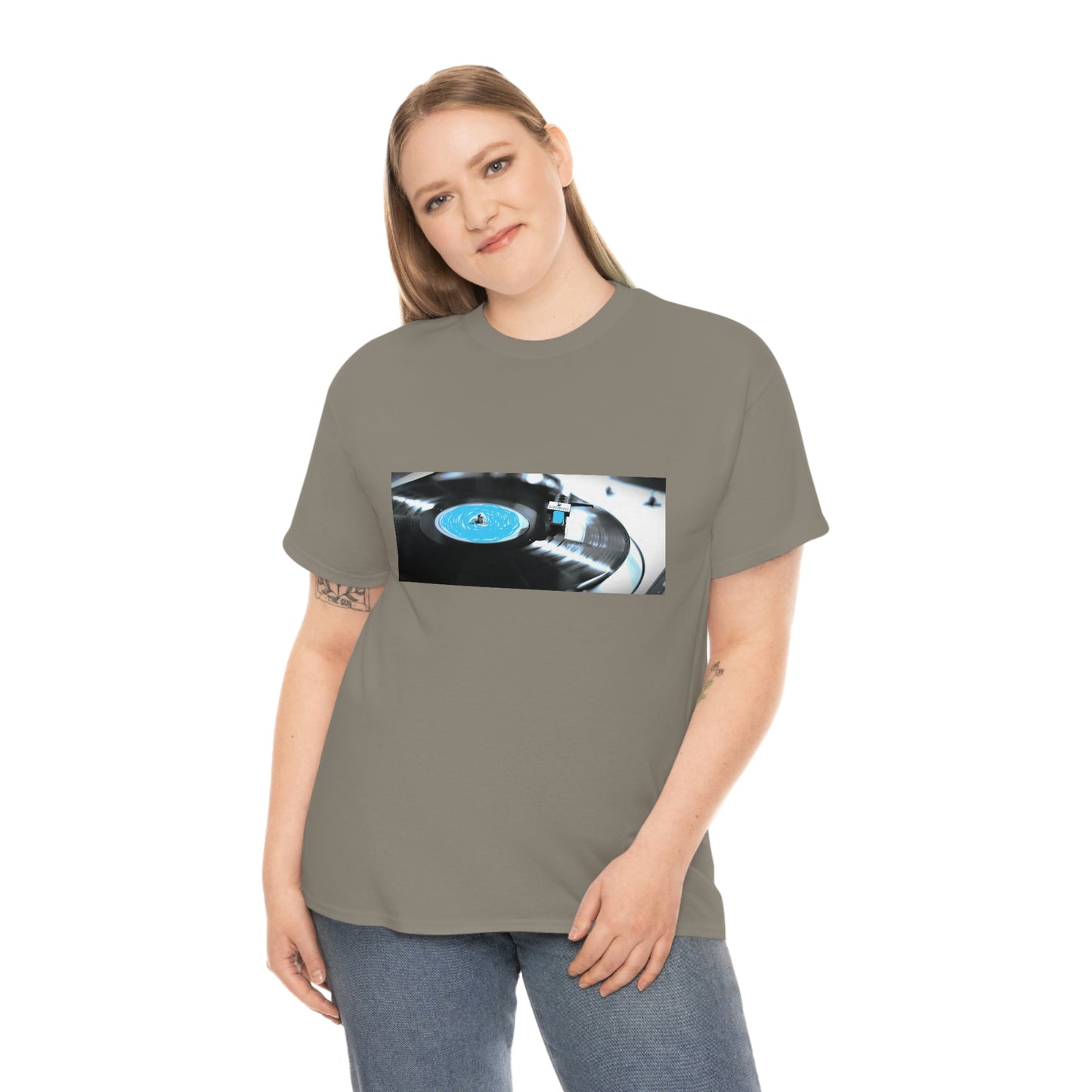 Blue Record & Record Player - Unisex Heavy Cotton T-shirt