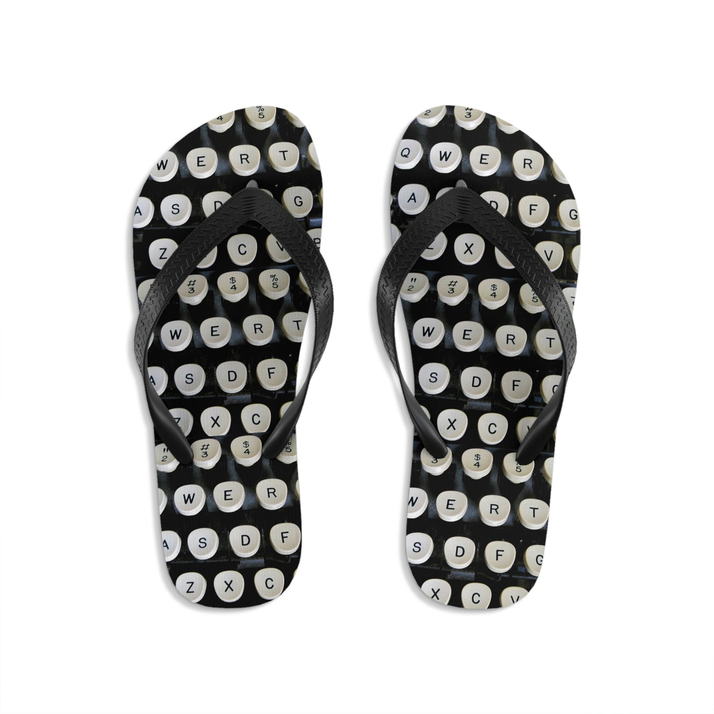 Typewriter Keys - Unisex Flip-Flops ~ Sharon Dawn Collection