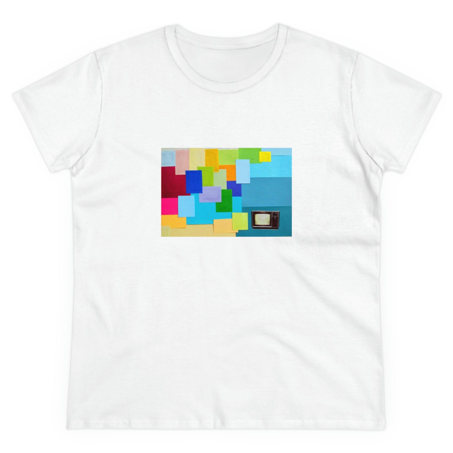 Technicolour TV - Women's Midweight Cotton Tee ~ Sharon Dawn Collection