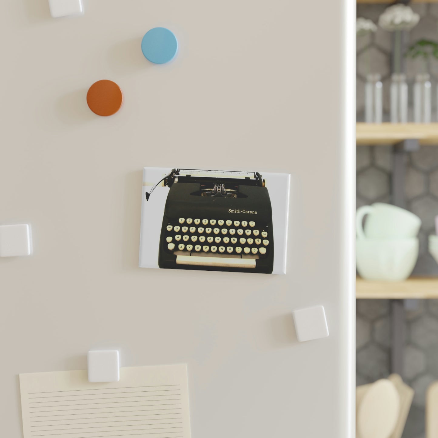Grey Vintage Typewriter - Button Magnet, Rectangle ~ Sharon Dawn Collection
