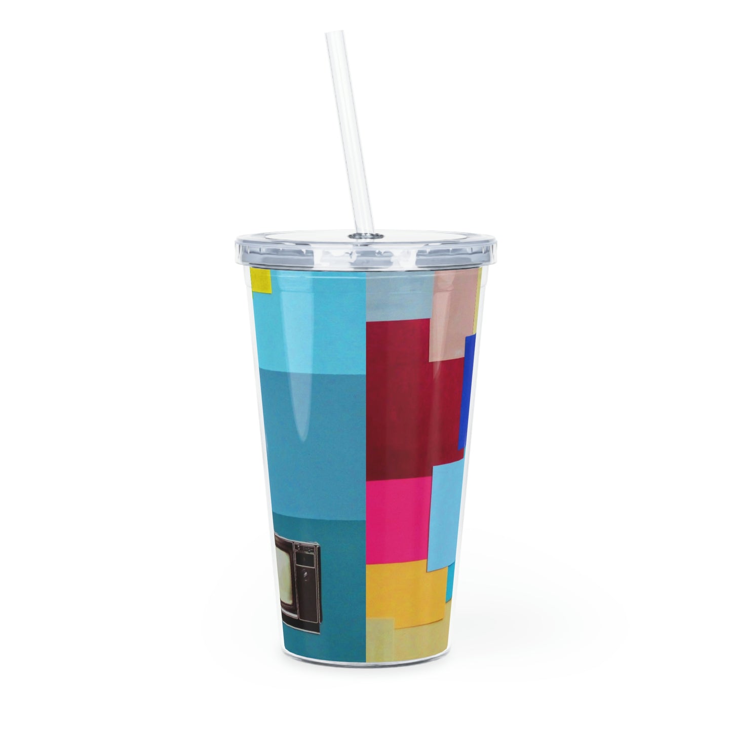 Technicolour TV - Plastic Tumbler with Straw ~ Sharon Dawn Collection