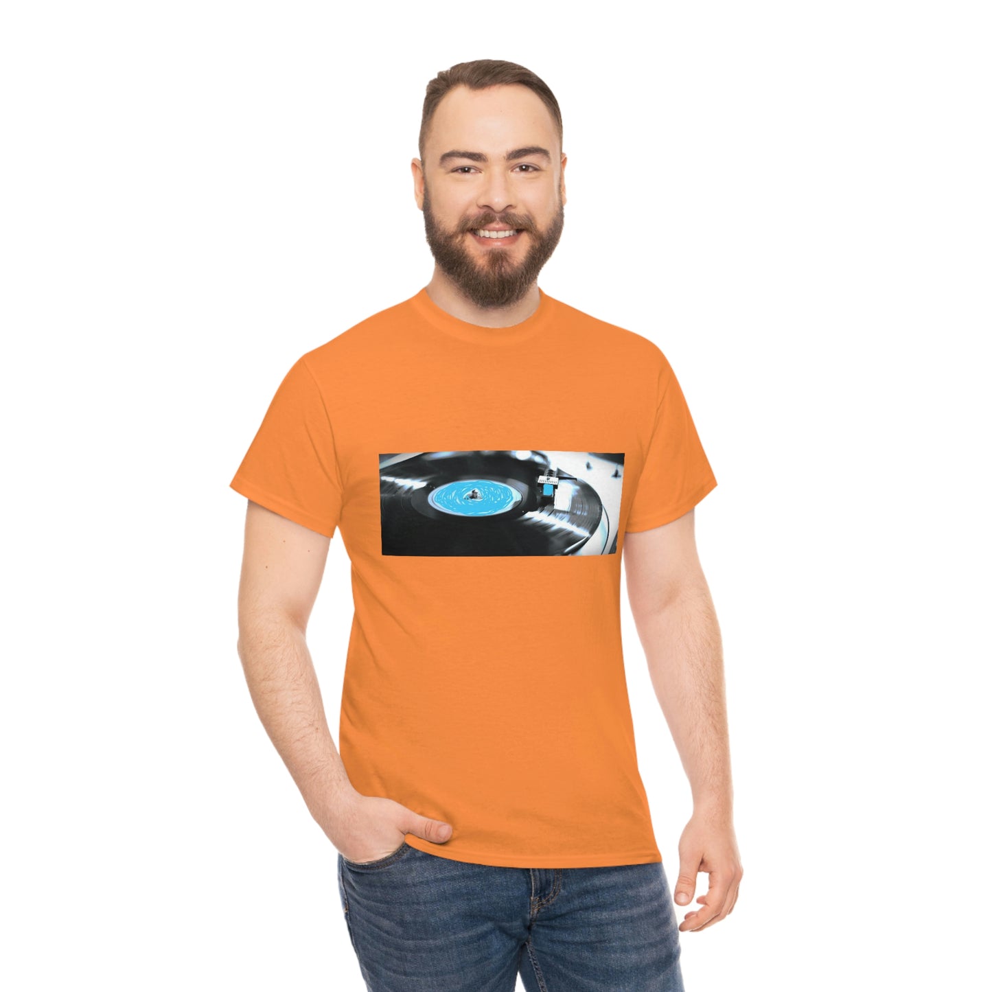 Blue Record & Record Player - Unisex Heavy Cotton T-shirt