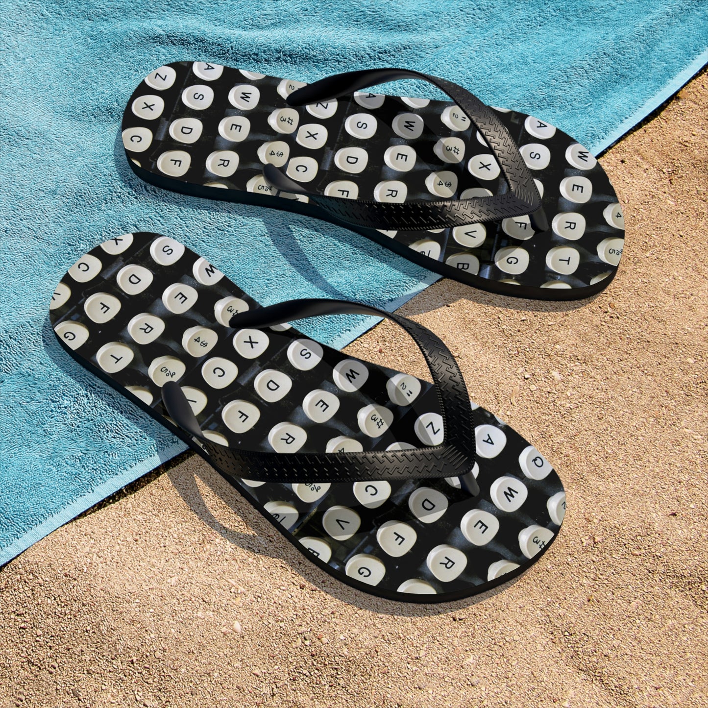 Typewriter Keys - Unisex Flip-Flops ~ Sharon Dawn Collection
