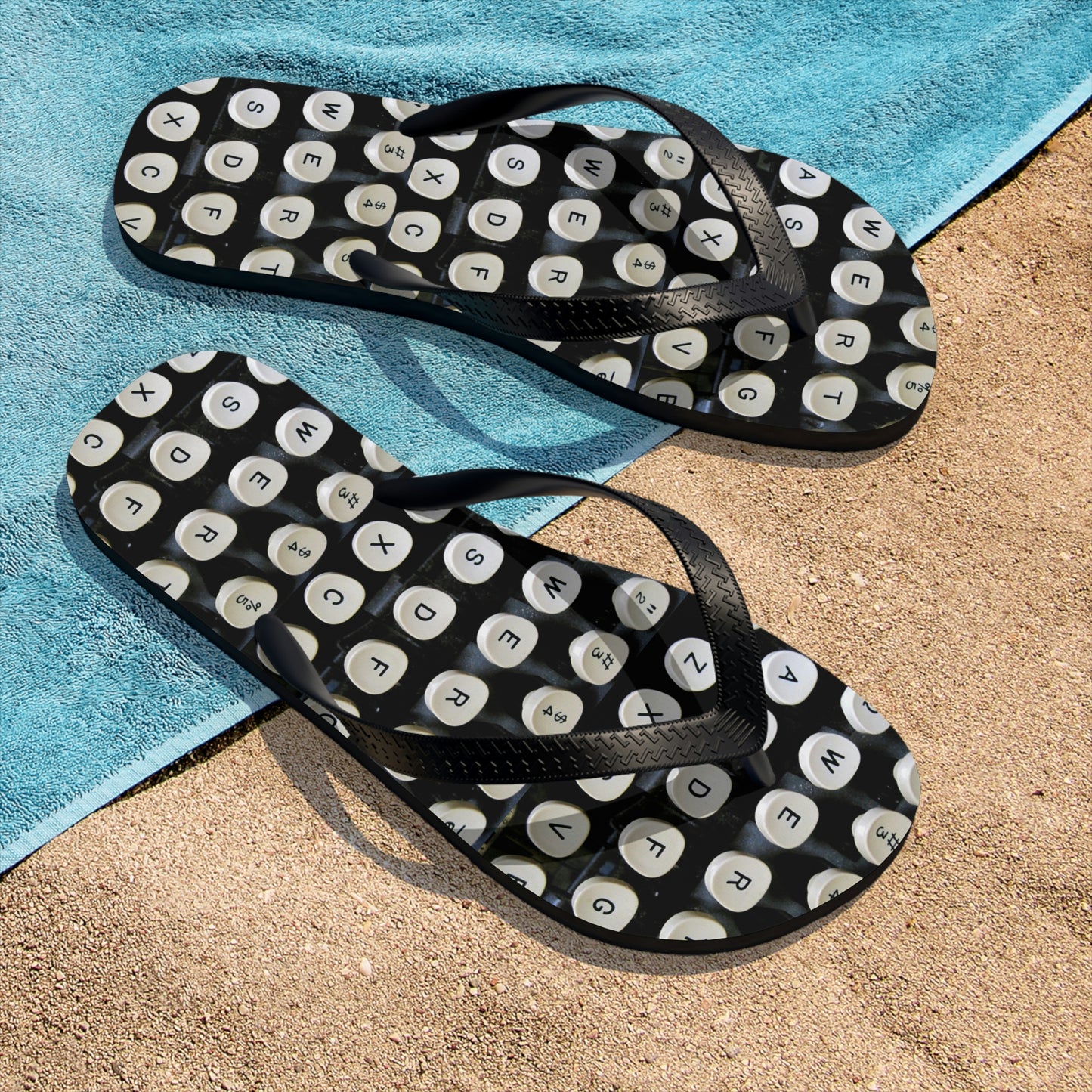 Typewriter Keys - Unisex Flip-Flops ~ Sharon Dawn Collection