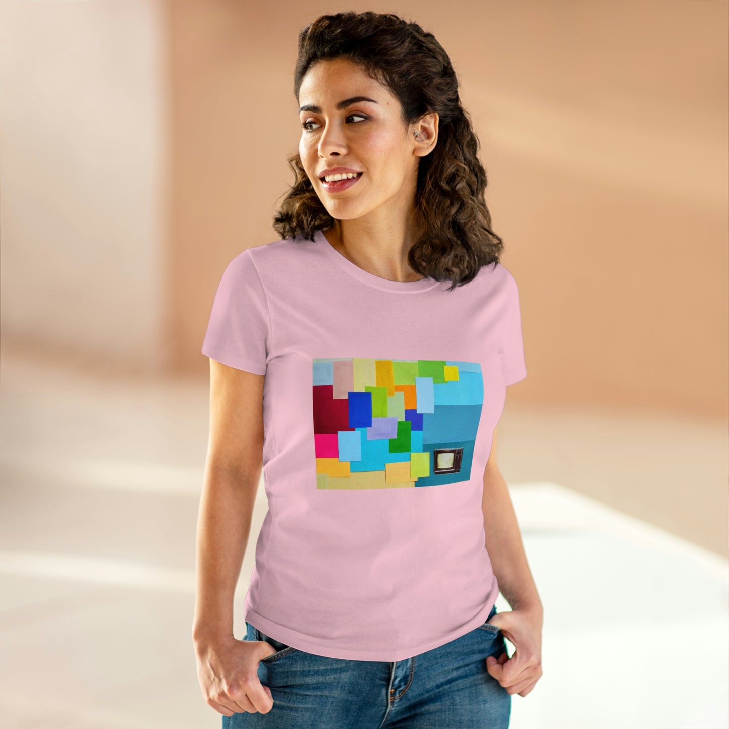 Technicolour TV - Women's Midweight Cotton Tee ~ Sharon Dawn Collection