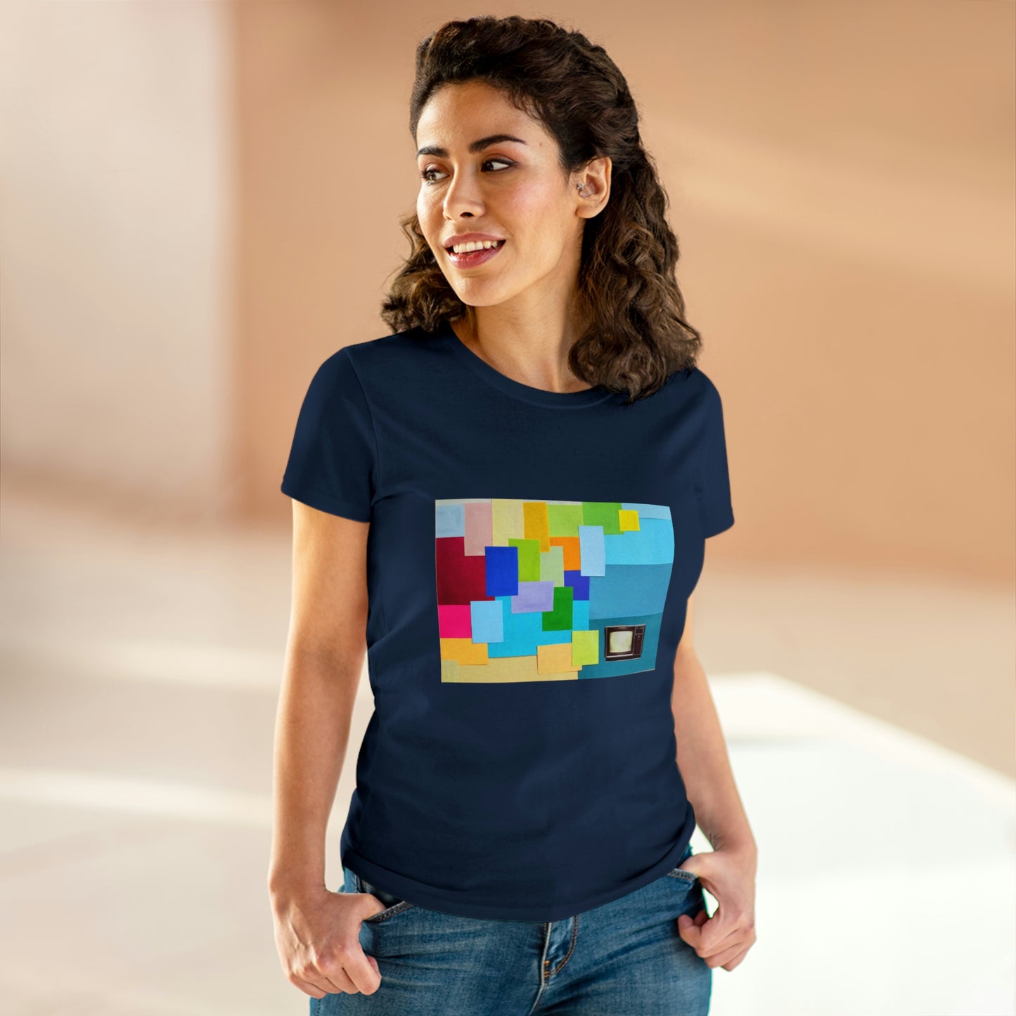 Technicolour TV - Women's Midweight Cotton Tee ~ Sharon Dawn Collection