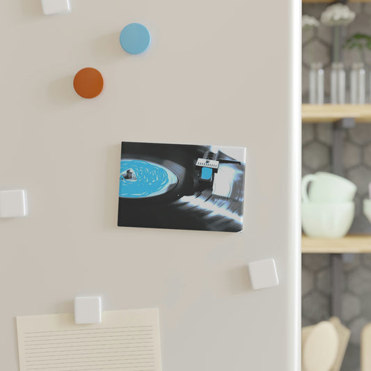 Blue Record Player ~ Button Magnet, Rectangle