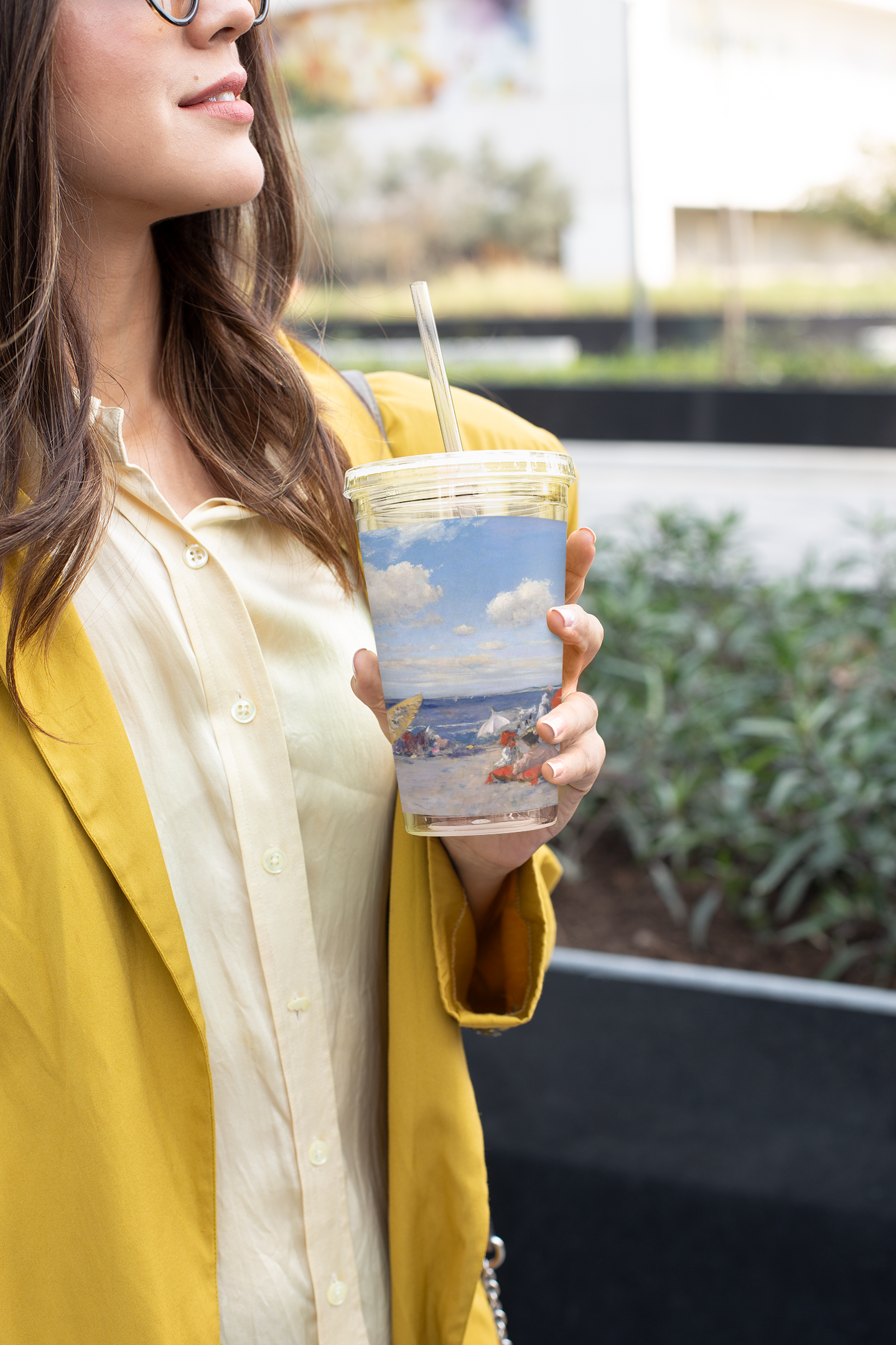 Seaside - Plastic Tumbler with Straw