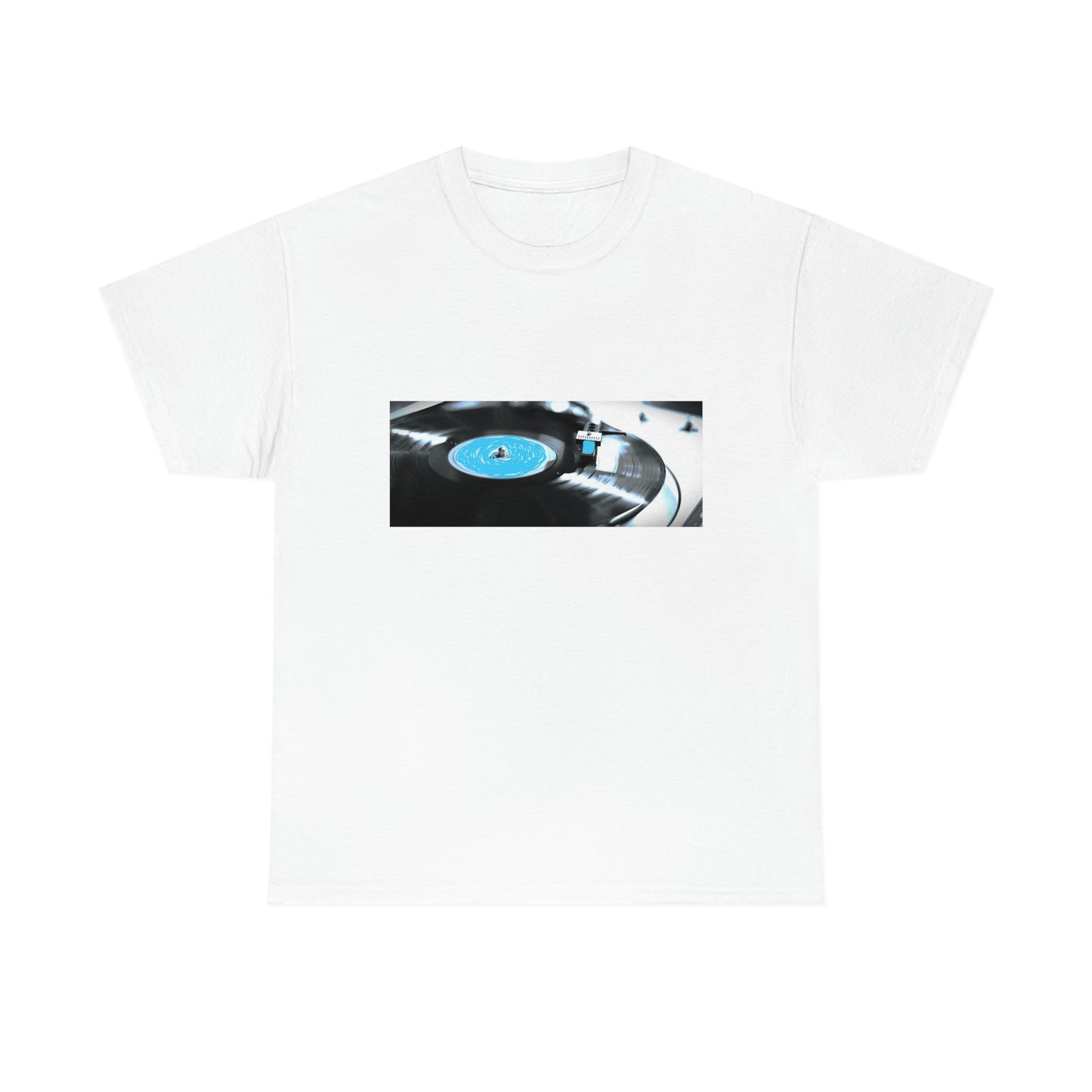 Blue Record & Record Player - Unisex Heavy Cotton T-shirt