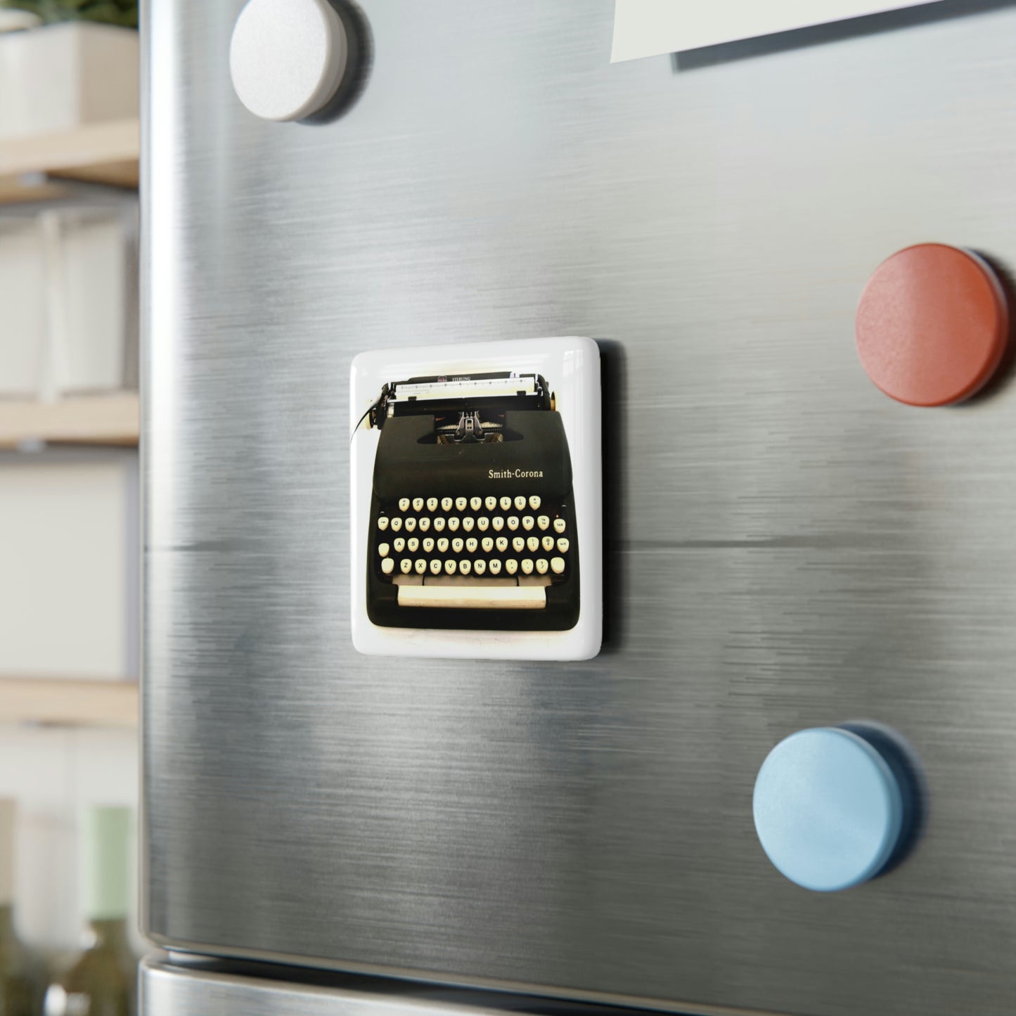 Grey Vintage Typewriter - Porcelain Magnet, Square ~ Sharon Dawn Collection - Limited Edition