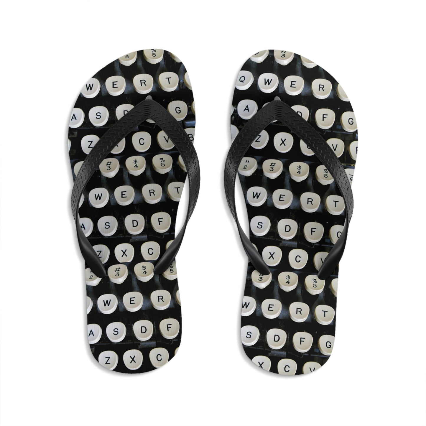 Typewriter Keys - Unisex Flip-Flops ~ Sharon Dawn Collection