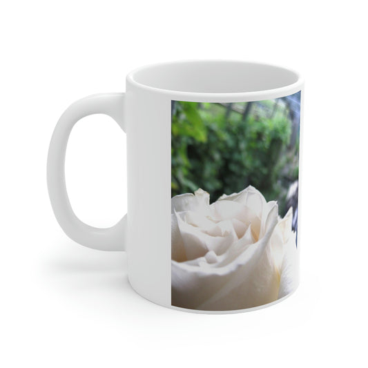 White Rose of Peace Ceramic Mug 11oz ~ Sharon Dawn Collection - Limited Edition