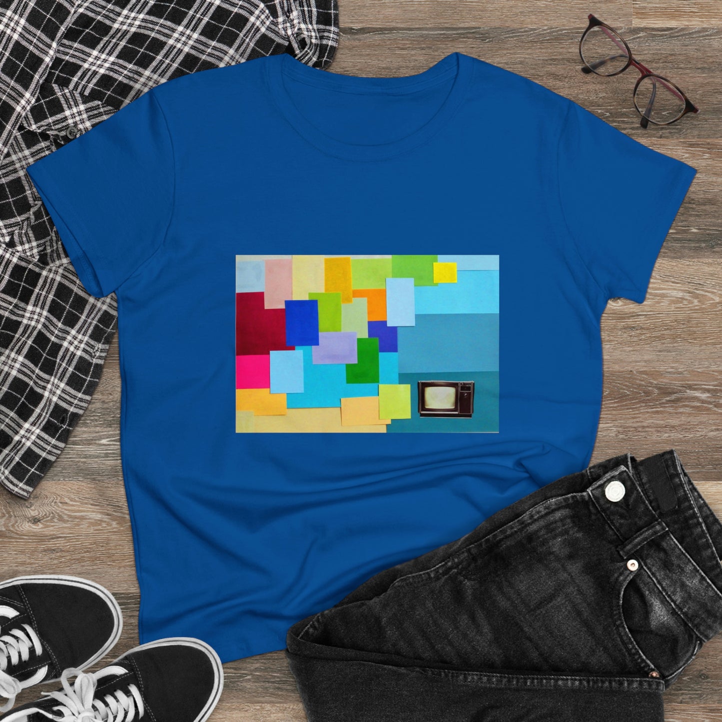 Technicolour TV - Women's Midweight Cotton Tee ~ Sharon Dawn Collection