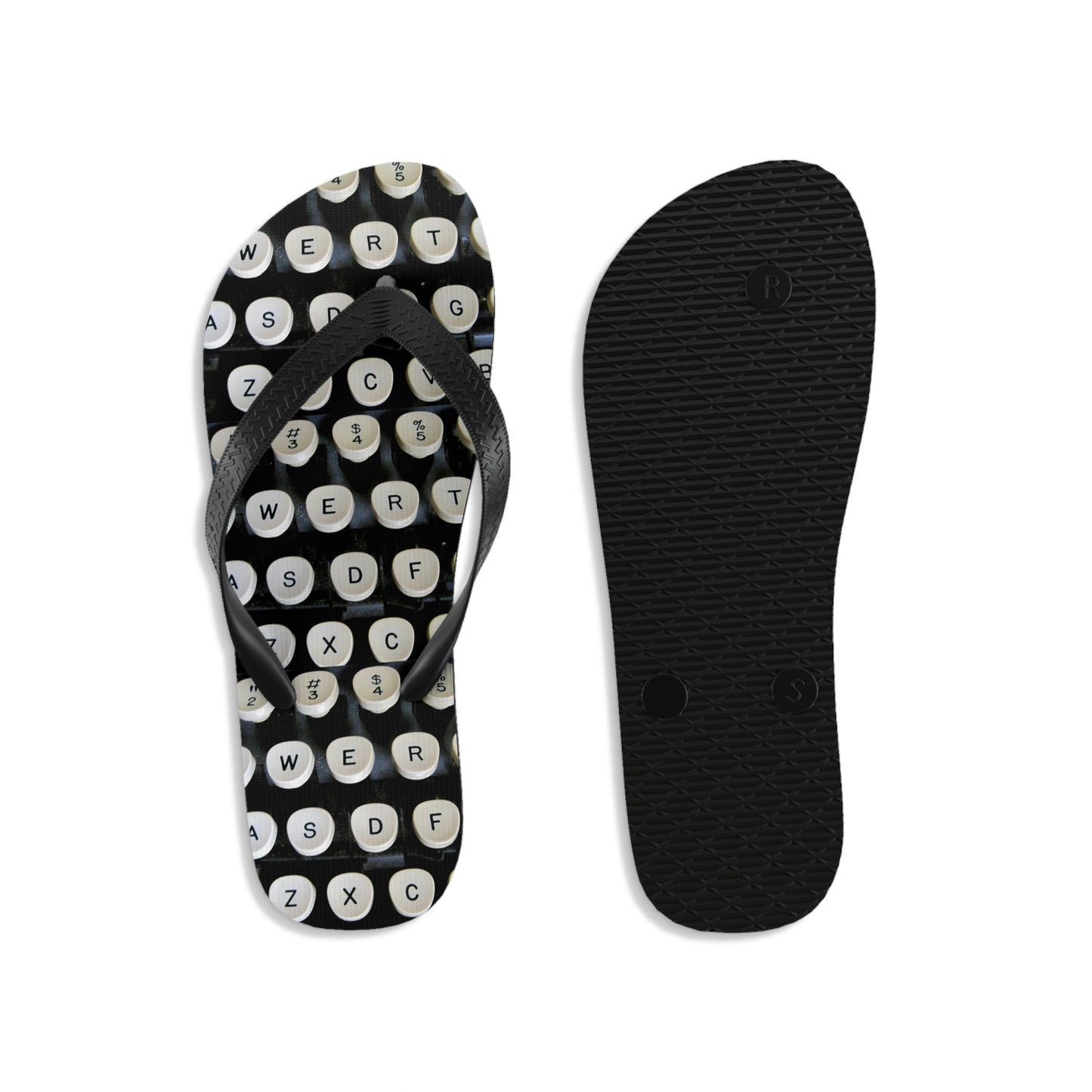 Typewriter Keys - Unisex Flip-Flops ~ Sharon Dawn Collection